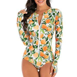 Floral Long Sleeve One Piece Swimsuit